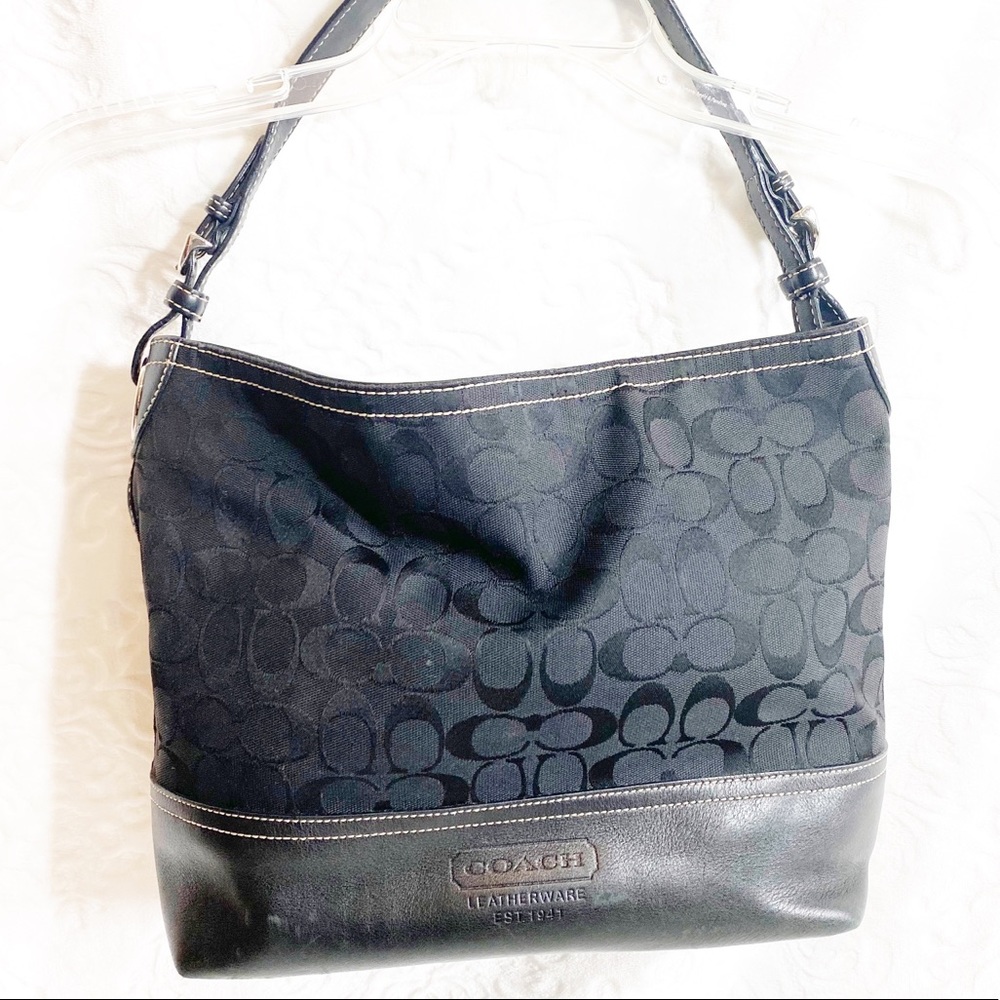 Coach Signature C Black Canvas with Black leather Bag